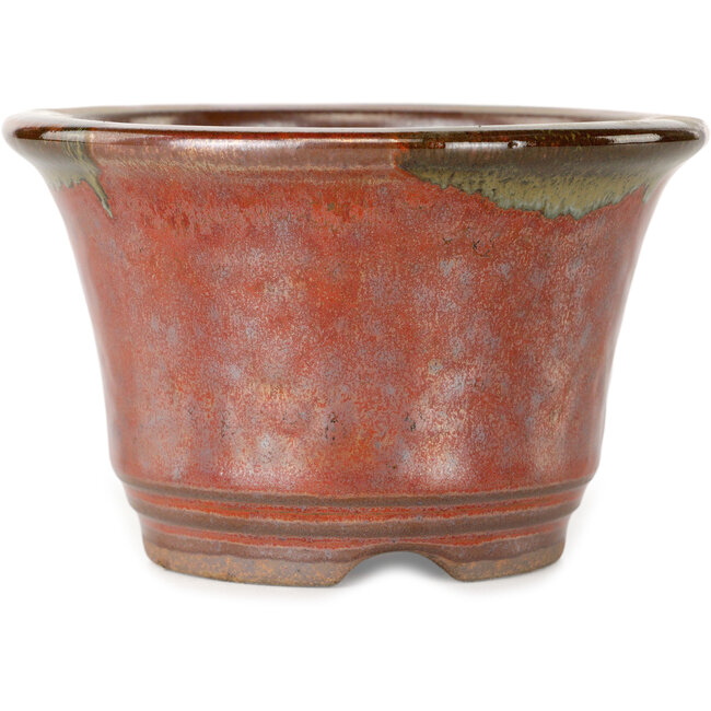 Pot rond rouge pour bonsaï de Koishiwara - 118 x 118 x 76 mm