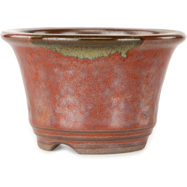 Maceta redonda roja para bonsái de Koishiwara - 118 x 118 x 76 mm