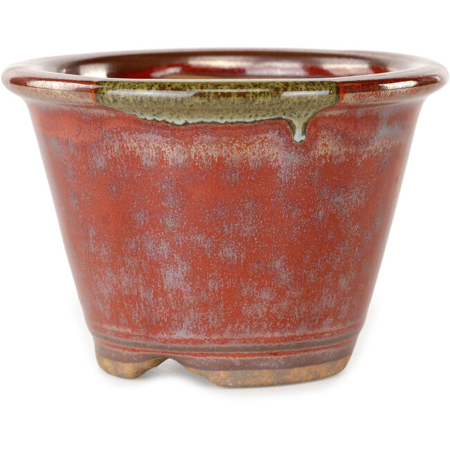 Maceta redonda roja para bonsái de Koishiwara - 103 x 103 x 73 mm