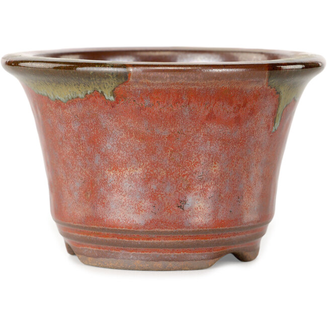 Ronde rode bonsaipot van Koishiwara - 118 x 118 x 76 mm