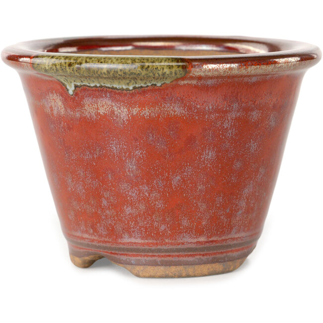 Runder roter Bonsai-Topf von Koishiwara – 103 x 103 x 73 mm