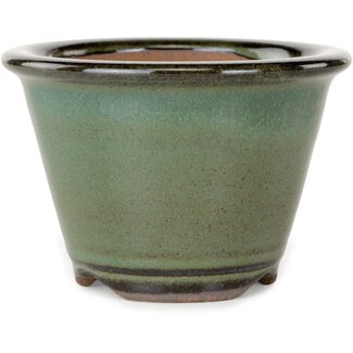 Koishiwara Maceta para bonsái verde redonda de 103 mm de Koishiwara, Japón