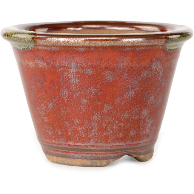 Pot rond rouge pour bonsaï de Koishiwara - 103 x 103 x 73 mm