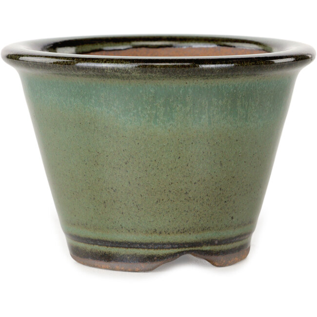 Pot rond vert pour bonsaï de Koishiwara - 103 x 103 x 73 mm
