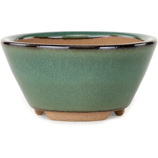 Koishiwara Ronde groene bonsaipot van 100 mm van Koishiwara, Japan