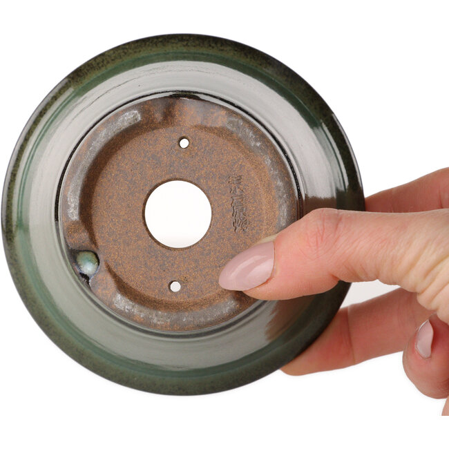 Runder grüner Bonsai-Topf von Koishiwara – 103 x 103 x 73 mm