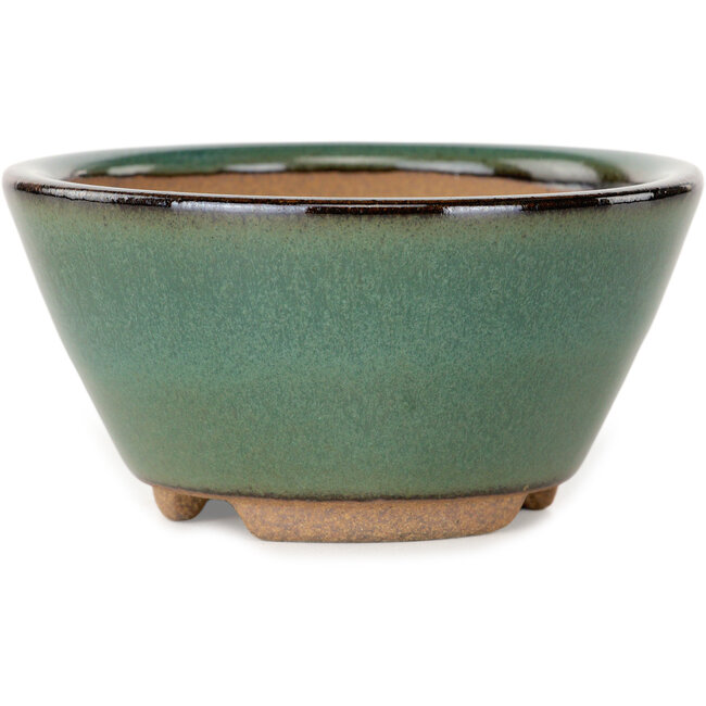 Vaso bonsai rotondo verde di Koishiwara - 100 x 100 x 53 mm