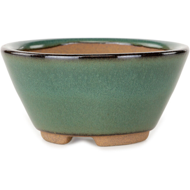 Runder grüner Bonsai-Topf von Koishiwara – 100 x 100 x 53 mm