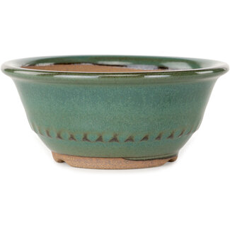 Koishiwara Vaso bonsai rotondo verde da 122 mm di Koishiwara, Giappone