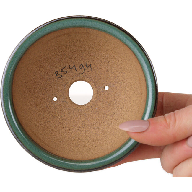 Maceta redonda verde para bonsái de Koishiwara - 100 x 100 x 53 mm