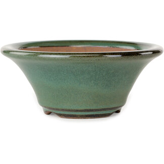 Koishiwara 127 mm round green bonsai pot by Koishiwara, Japan