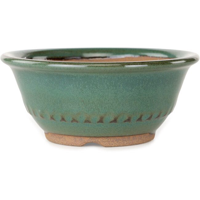 Pot rond vert pour bonsaï de Koishiwara - 122 x 122 x 55 mm