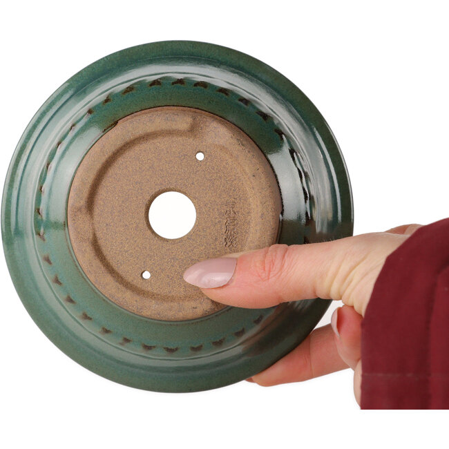 Pot rond vert pour bonsaï de Koishiwara - 122 x 122 x 55 mm