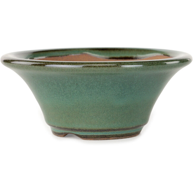 Maceta redonda verde para bonsái de Koishiwara - 127 x 127 x 55 mm