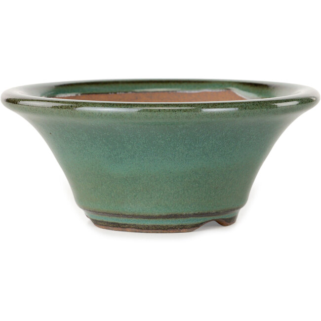 Vaso bonsai rotondo verde di Koishiwara - 127 x 127 x 55 mm