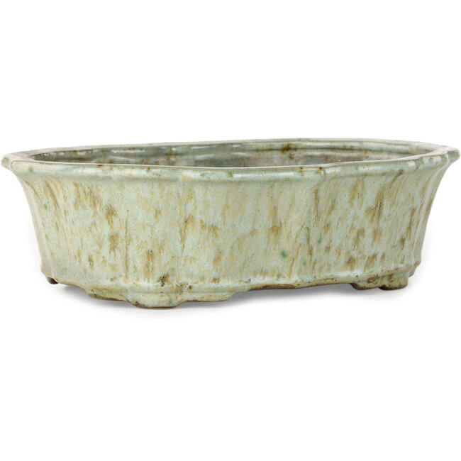 Lotus witte bonsai pot met bruine stippen van Tosui - 250 x 195 x 73 mm