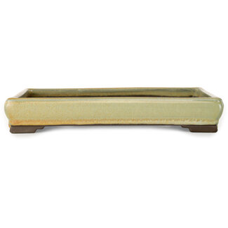  Tosui 267 mm rectangular orange bonsai pot by Tosui, Japan