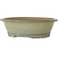 Oval moss green and blue bonsai pot by Seizan (Reihou, Kataoka Katsushi, master Seizan kiln) - 320 x 265 x 95 mm