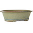 Oval yellow and blue bonsai pot by Seizan (Reihou, Kataoka Katsushi, master Seizan kiln) - 320 x 265 x 95 mm