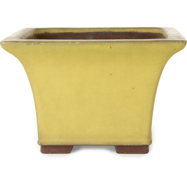 Vierkante gele bonsaipot van Yamaaki - 227 x 227 x 145 mm