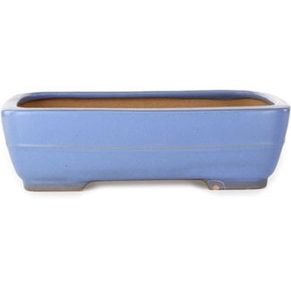  Yamafusa - Takehiko Koie 292 mm rectangular blue bonsai pot by Yamafusa, Tokoname, Japan