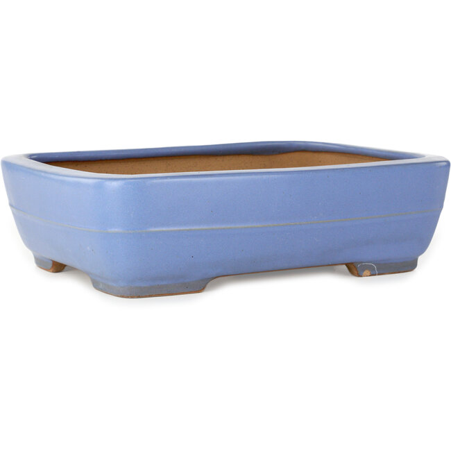 Pot à bonsaï rectangulaire bleu de Yamafusa - 292 x 230 x 80 mm
