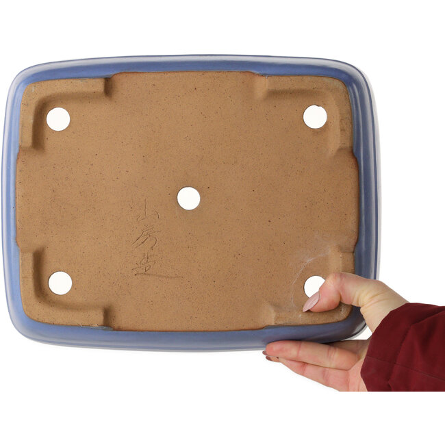 Pot à bonsaï rectangulaire bleu de Yamafusa - 292 x 230 x 80 mm