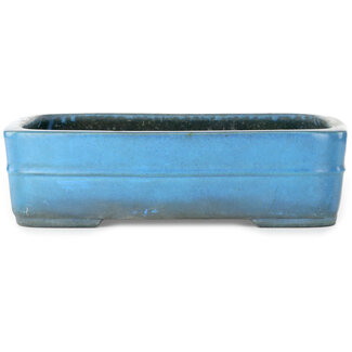Koyou 327 mm rectangular turquoise bonsai pot by Aiba Koyou, Tokoname, Japan