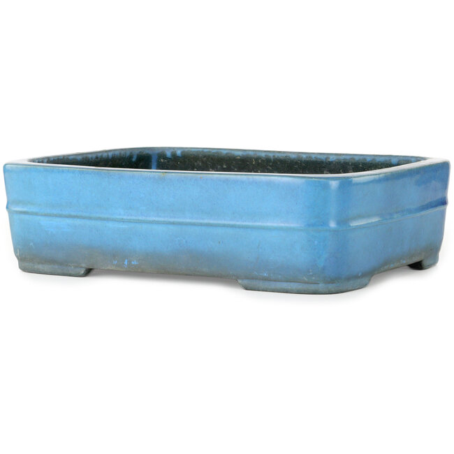 Vaso bonsai rettangolare turchese di Aiba Koyou - 327 x 253 x 90 mm