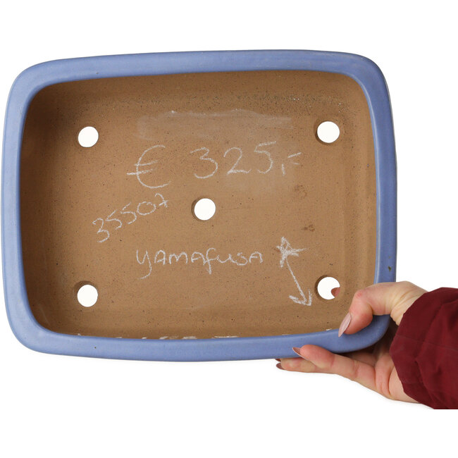 Pot à bonsaï rectangulaire bleu de Yamafusa - 292 x 230 x 80 mm