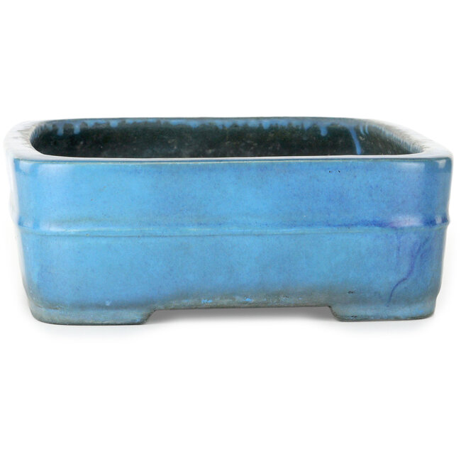 Vaso bonsai rettangolare turchese di Aiba Koyou - 327 x 253 x 90 mm