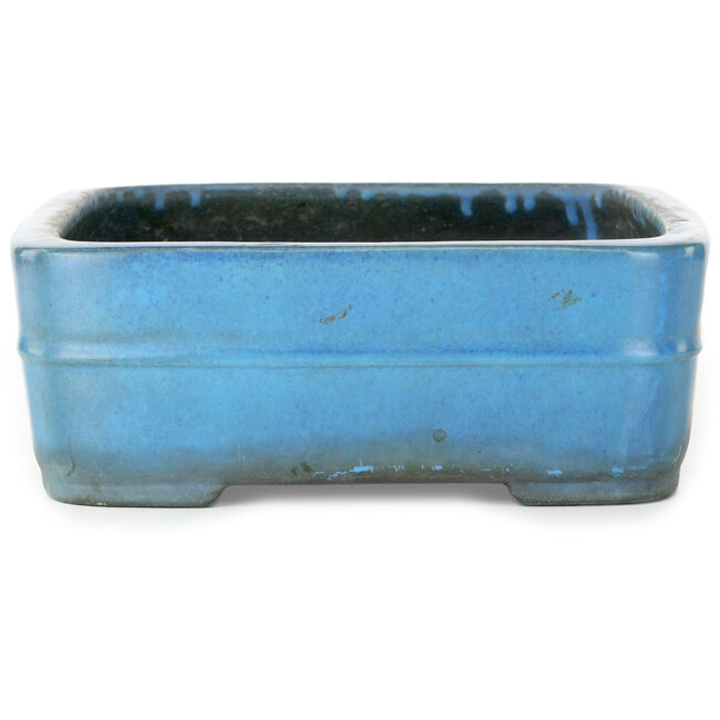 Pot à bonsaï rectangulaire turquoise par Aiba Koyou - 327 x 253 x 90 mm
