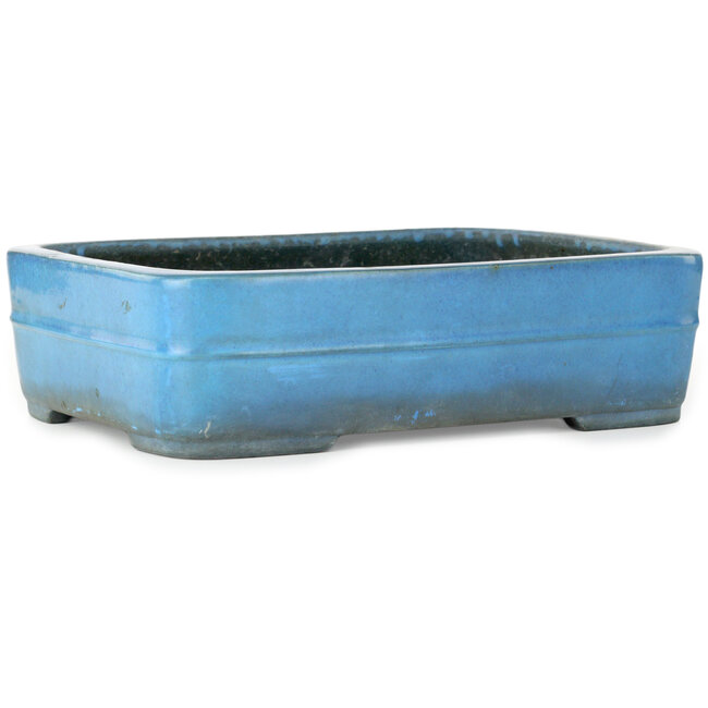 Maceta rectangular turquesa para bonsái de Aiba Koyou - 327 x 253 x 90 mm