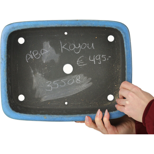 Rechthoekige turquoise bonsaipot van Aiba Koyou - 327 x 253 x 90 mm