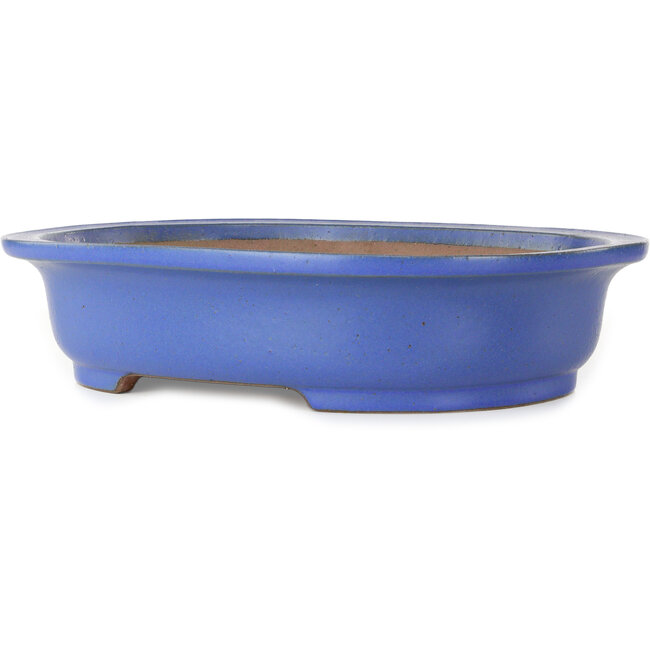 Maceta ovalada para bonsái azul de Seizan (Reihou, Kataoka Katsushi, maestro del horno Seizan) - 405 x 325 x 92 mm