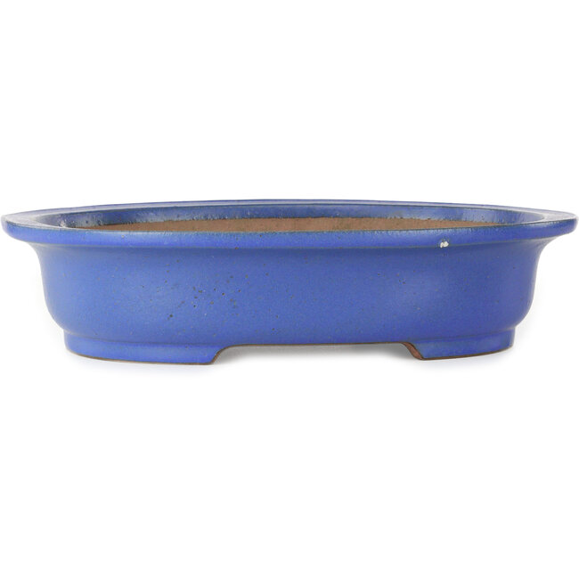 Pot à bonsaï ovale bleu par Seizan (Reihou, Kataoka Katsushi, maître four Seizan) - 405 x 325 x 92 mm