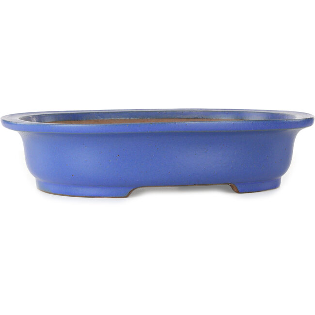 Maceta ovalada para bonsái azul de Seizan (Reihou, Kataoka Katsushi, maestro del horno Seizan) - 405 x 325 x 92 mm