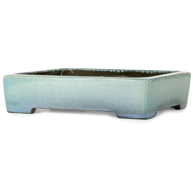 Maceta rectangular turquesa para bonsái de Aiba Koyou - 293 x 230 x 66 mm
