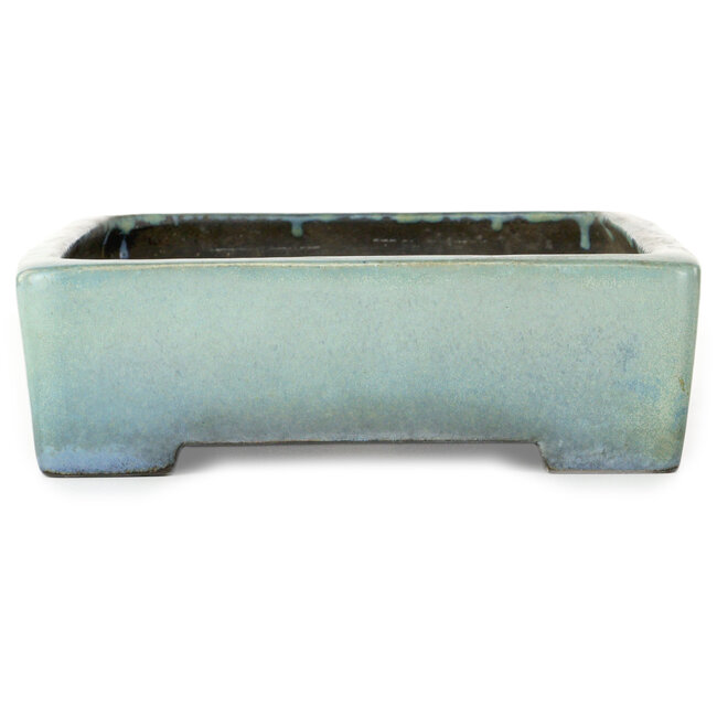 Maceta rectangular turquesa para bonsái de Aiba Koyou - 293 x 230 x 66 mm