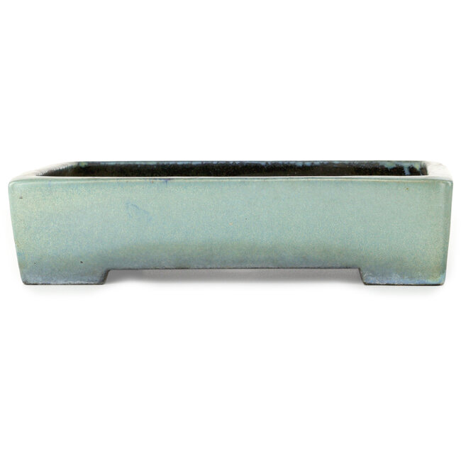 Pot à bonsaï rectangulaire turquoise par Aiba Koyou - 293 x 230 x 66 mm
