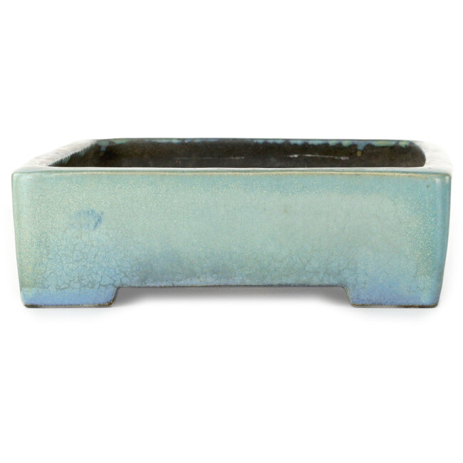 Maceta rectangular turquesa para bonsái de Aiba Koyou - 293 x 230 x 66 mm