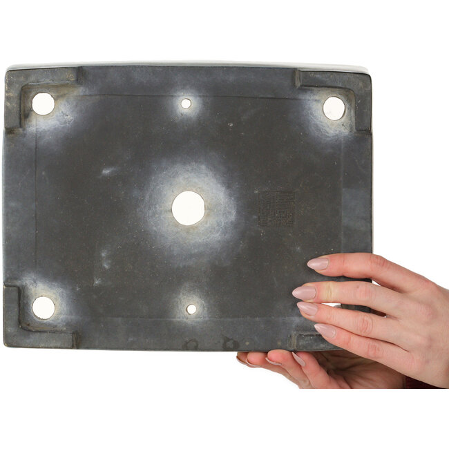 Maceta rectangular turquesa para bonsái de Aiba Koyou - 293 x 230 x 66 mm