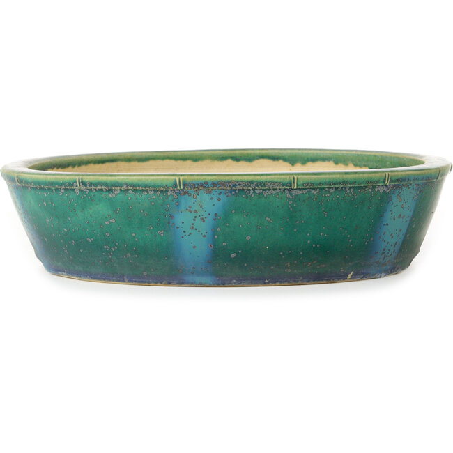 Vaso bonsai ovale verde di Aiba Koyou - 372 x 303 x 70 mm