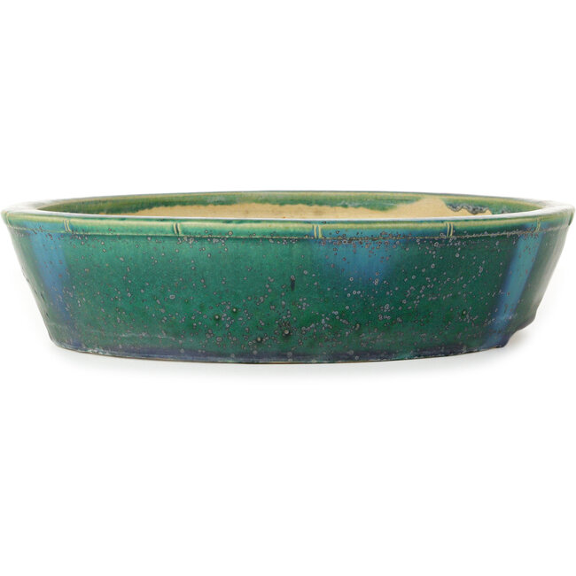 Pot à bonsaï ovale vert par Aiba Koyou - 372 x 303 x 70 mm