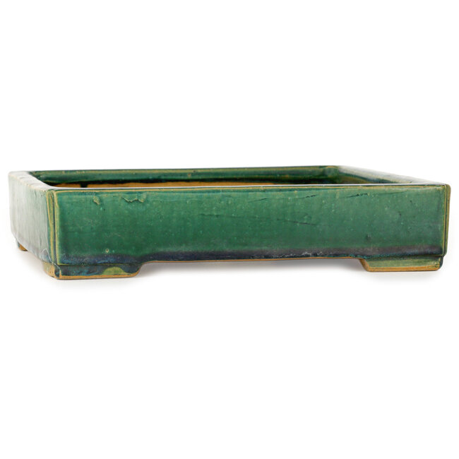 Square green bonsai pot by Shuhou - 280 x 280 x 57 mm