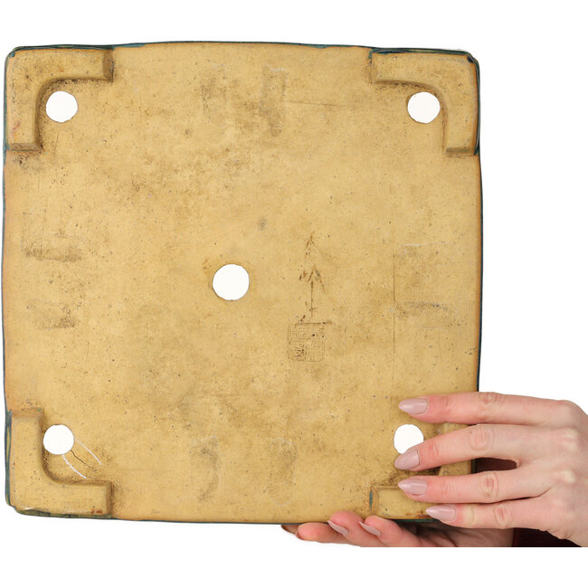 Pot à bonsaï carré vert de Shuhou - 280 x 280 x 57 mm