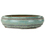 Round green bonsai pot by Seizan (Reihou, Kataoka Katsushi, master Seizan kiln) - 315 x 315 x 85 mm