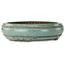 Round green bonsai pot by Seizan (Reihou, Kataoka Katsushi, master Seizan kiln) - 315 x 315 x 85 mm