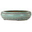 Ronde groene bonsaipot van Seizan (Reihou, Kataoka Katsushi, meester Seizan oven) - 315 x 315 x 85 mm