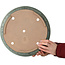 Maceta redonda para bonsái verde de Seizan (Reihou, Kataoka Katsushi, maestro del horno Seizan) - 315 x 315 x 85 mm